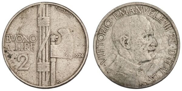 ITALY 2 lire 1924 VF