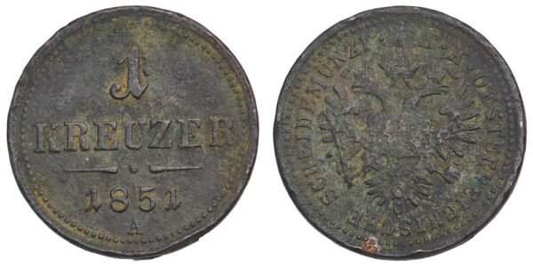 AUSTRIA 1 kreuzer 1851A VF-