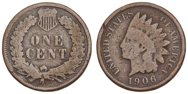 UNITED STATES OF AMERICA 1 cent 1906 / Indian Head / VF-