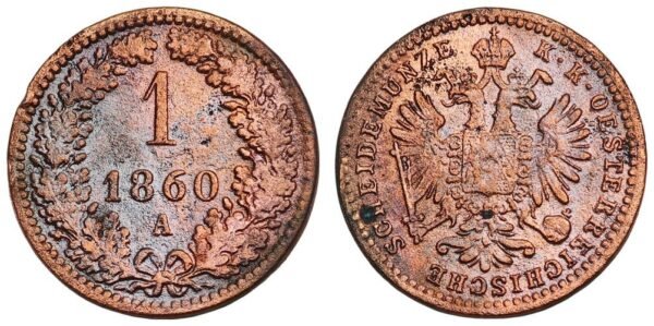 AUSTRIA 1 kreuzer 1860A F