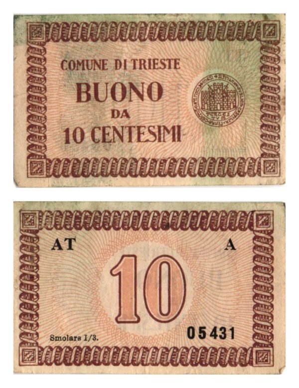 ITALY 10 centesimi ND(1945-1947) / Trieste / VF-