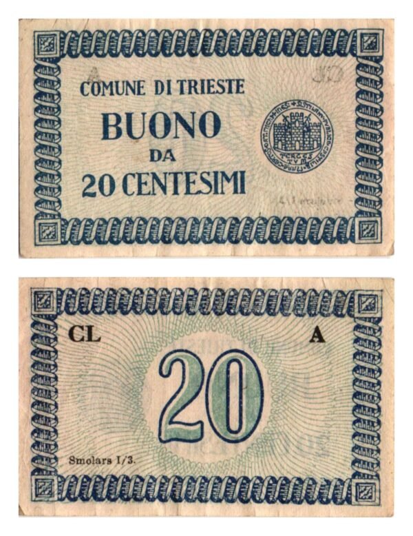 ITALY 20 centesimi ND(1945-1947) / Trieste / VF