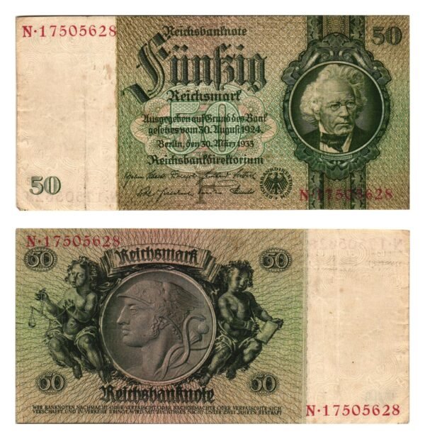 GERMANY 50 reichsmark 1933 / Letter F / VF