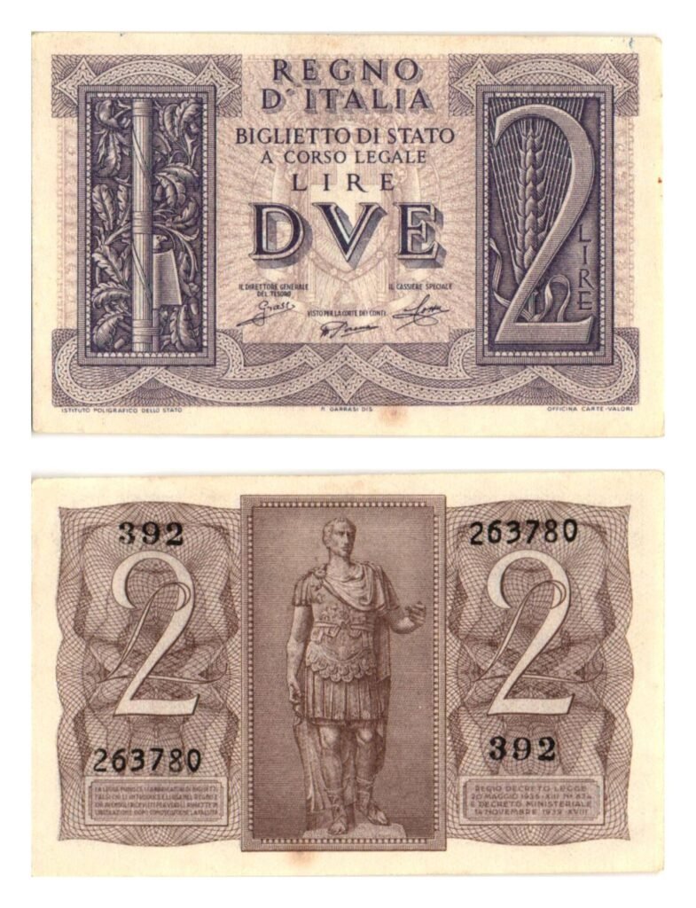 ITALY 2 lire 1939 XF-