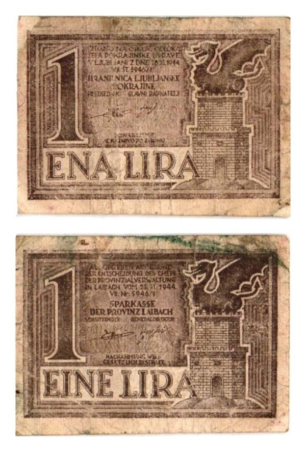 SLOVENIA 1 lira 1944 / Ljubljana Province / VF-