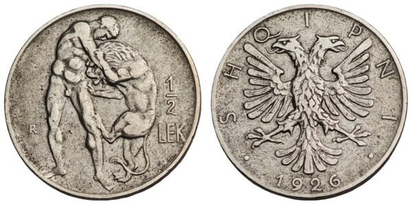 ALBANIA 1/2 lek 1926 / Hercules and Lion / VF