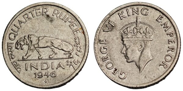 INDIA 1/4 rupee 1946 / British / VF