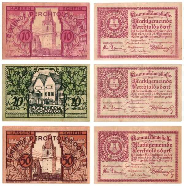 AUSTRIA Perchtoldsdorf 1920 local banknotes lot / Notgeld / 3 pcs. UNC
