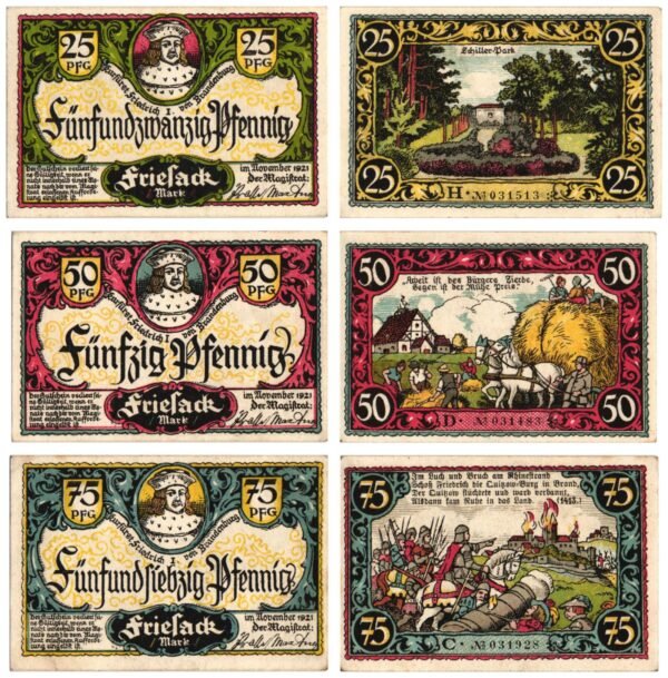 GERMANY Friesack 1921 local banknotes lot / Notgeld / 3 pcs. UNC