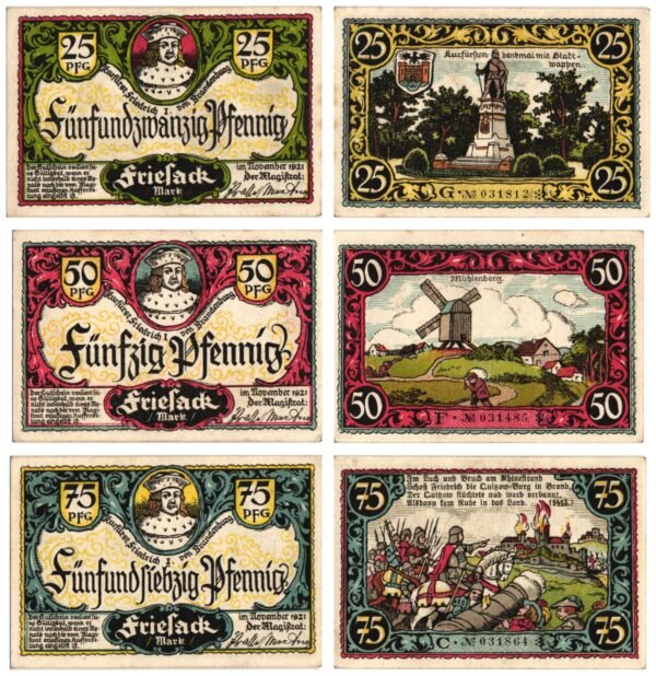GERMANY Friesack 1921 local banknotes lot / Notgeld / 3 pcs. UNC-