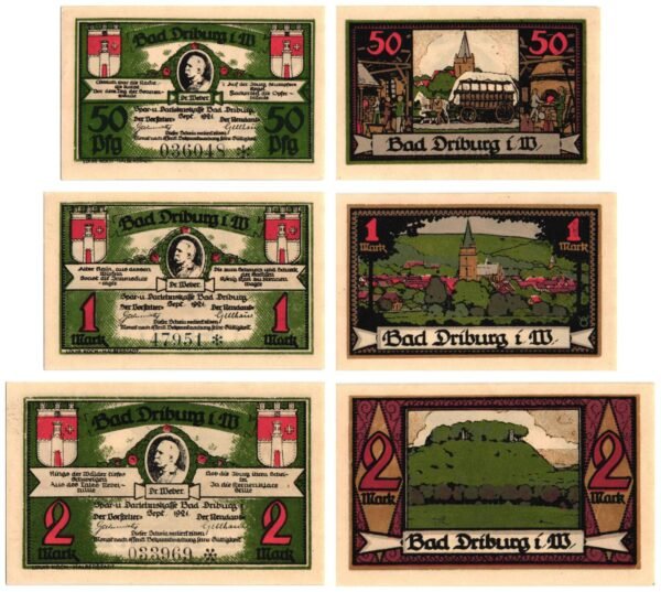 GERMANY Bad Driburg i.W. 1921 local banknotes lot / Notgeld / 3 pcs. UNC