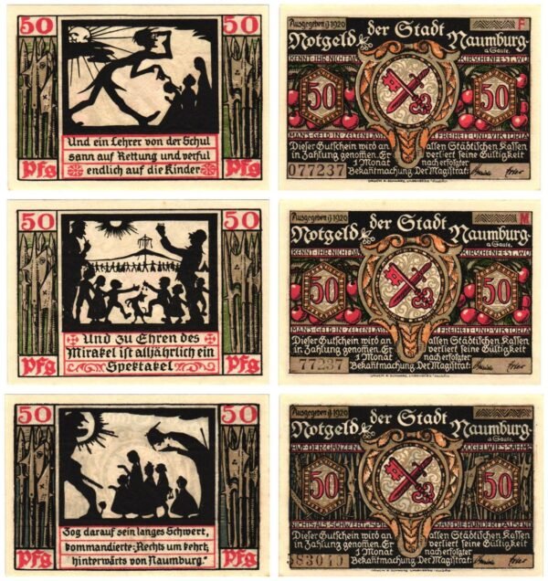 GERMANY Naumburg a. Saale 1920 local banknotes lot / Notgeld / 3 pcs. UNC