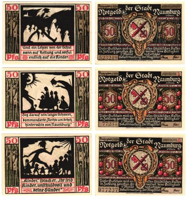 GERMANY Naumburg a. Saale 1920 local banknotes lot / Notgeld / 3 pcs. UNC