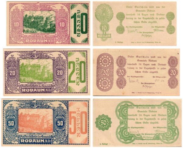 AUSTRIA Rodaun 1920 local banknotes lot / Notgeld / 3 pcs. UNC