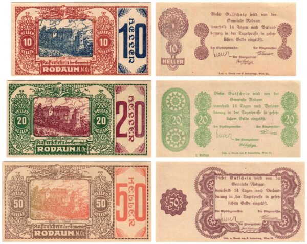 AUSTRIA Rodaun 1920 local banknotes lot / Notgeld / 3 pcs. UNC