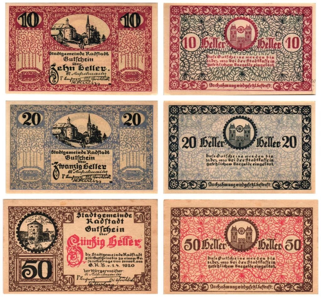 AUSTRIA Radstadt 1920 local banknotes lot / Notgeld / 3 pcs. UNC