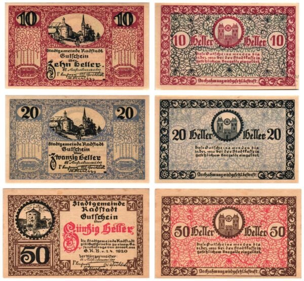 AUSTRIA Radstadt 1920 local banknotes lot / Notgeld / 3 pcs. UNC