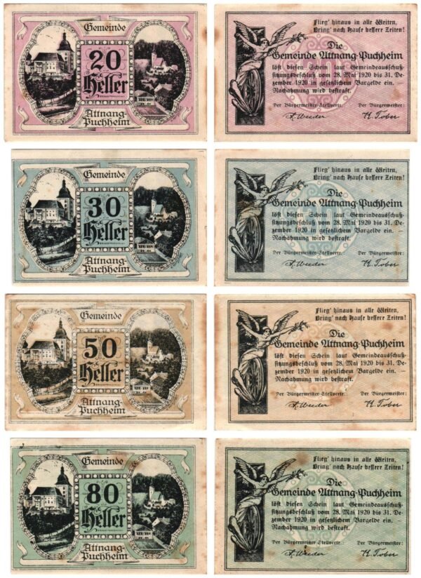 AUSTRIA Puchheim 1920 local banknotes lot / Notgeld / 4 pcs. VF+