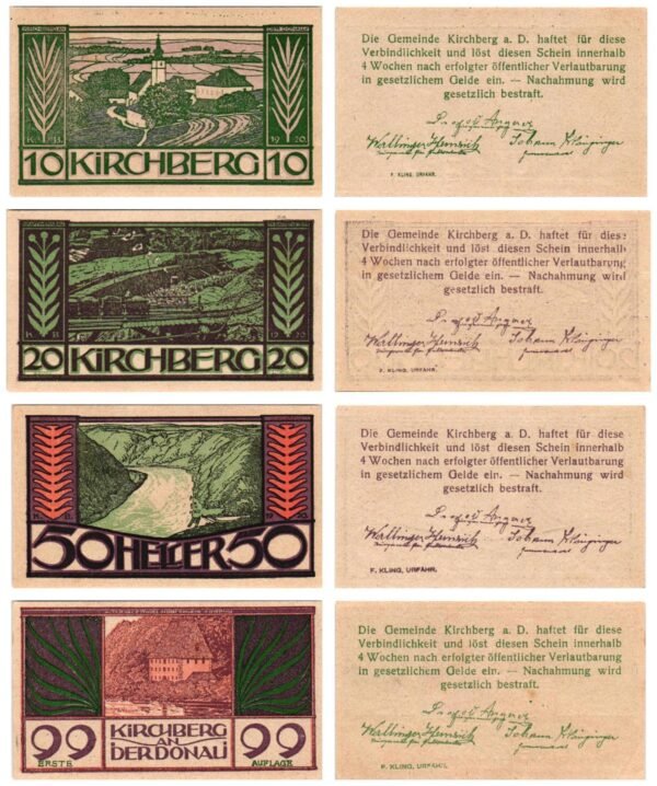 AUSTRIA Kirchberg 1920 local banknotes lot / Notgeld / 4 pcs. UNC