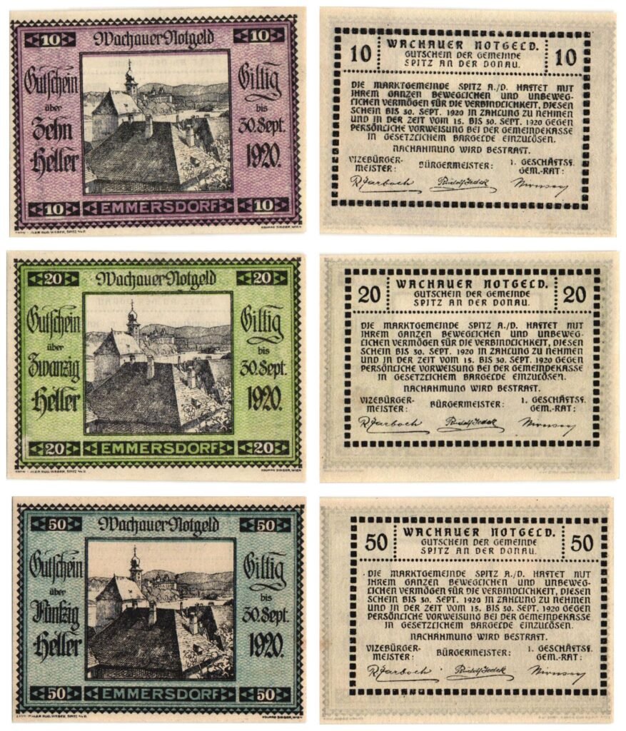 AUSTRIA Emmersdorf 1920 local banknotes lot / Notgeld / 3 pcs. UNC