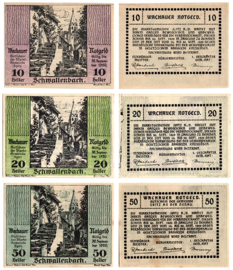 AUSTRIA Schwallenbach 1920 local banknotes lot / Notgeld / 3 pcs. UNC