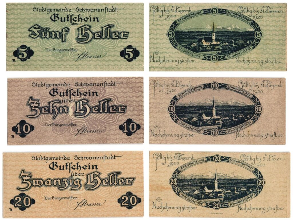 AUSTRIA Schwanenstadt 1920 local banknotes lot / Notgeld / 3 pcs. UNC-
