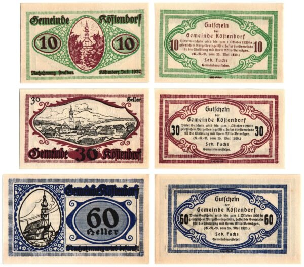 AUSTRIA Köstendorf 1920 local banknotes lot / Notgeld / 3 pcs. UNC