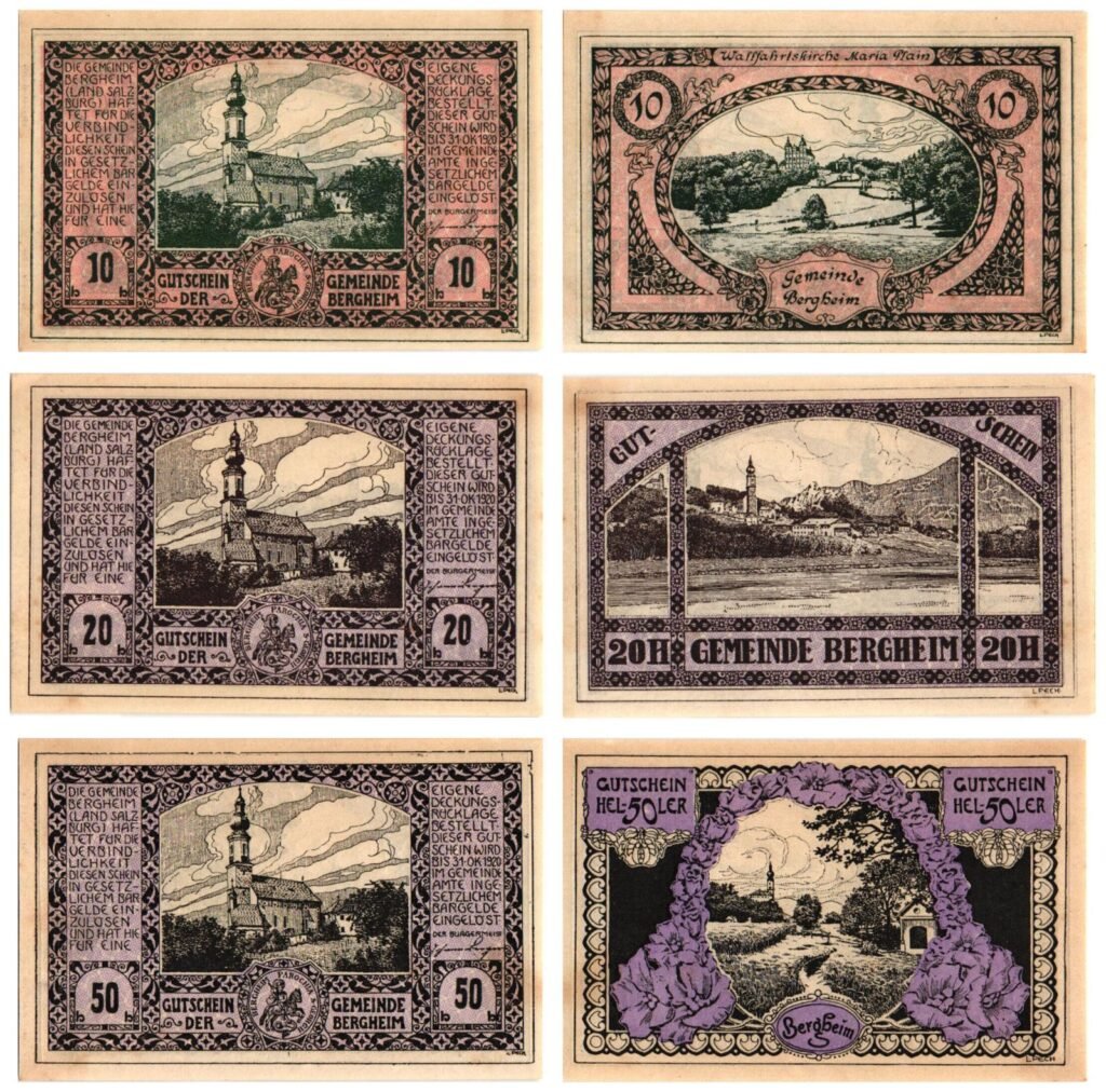 AUSTRIA Bergheim 1920 local banknotes lot / Notgeld / 3 pcs. UNC
