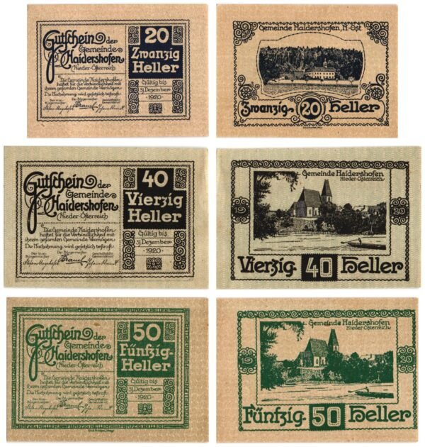 AUSTRIA Haidershofen 1920 local banknotes lot / Notgeld / 3 pcs. UNC