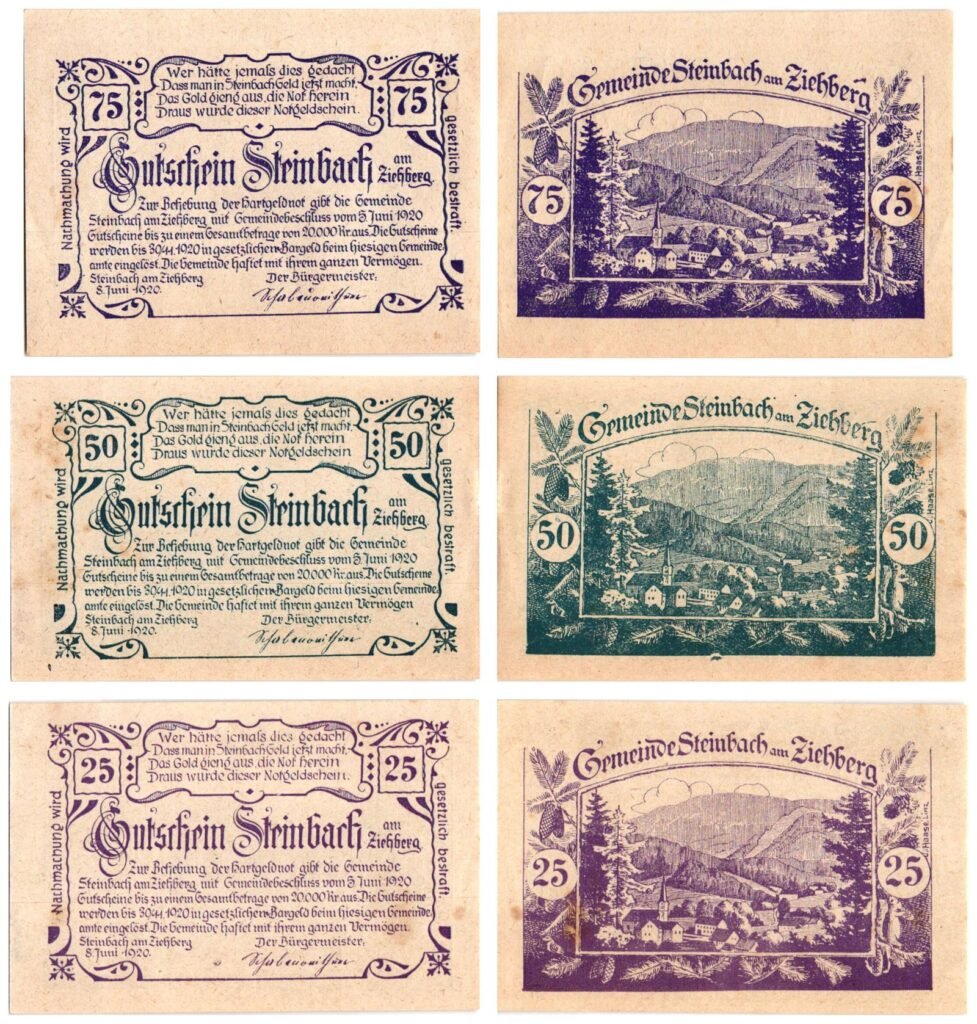 AUSTRIA Steinbach am Ziehberg 1920 local banknotes lot / Notgeld / 3 pcs. UNC