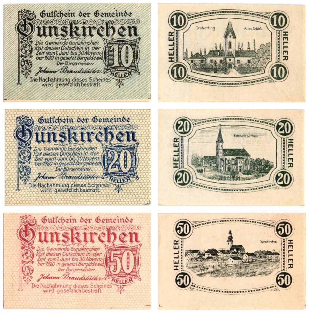 AUSTRIA Gunskirchen 1920 local banknotes lot / Notgeld / 3 pcs. UNC-