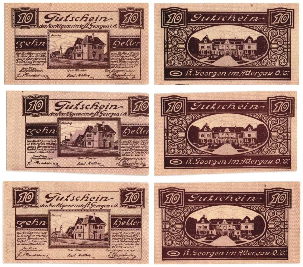 AUSTRIA St. Georgen im Attergau 1920 local banknotes lot / Notgeld / 3 pcs. UNC
