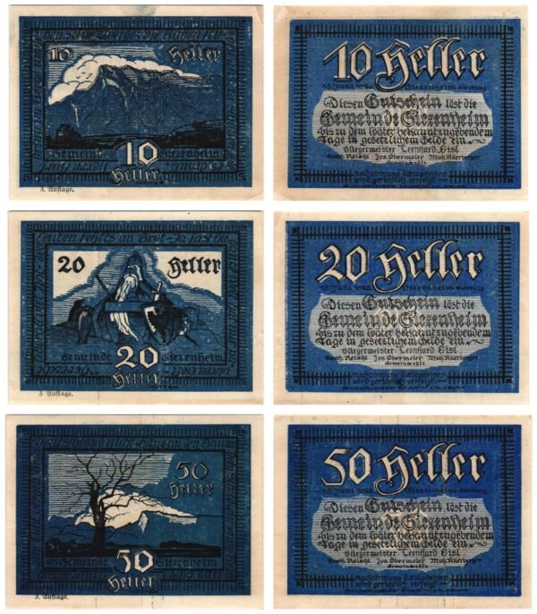 AUSTRIA Siezenheim (3. Auflage) 1920 local banknotes lot / Notgeld / 3 pcs. UNC