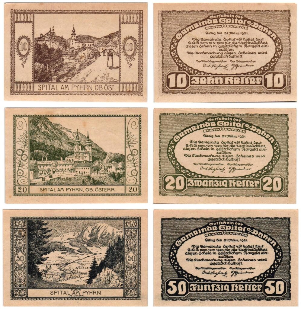 AUSTRIA Spital am Pyhrn 1921 local banknotes lot / Notgeld / 3 pcs. UNC