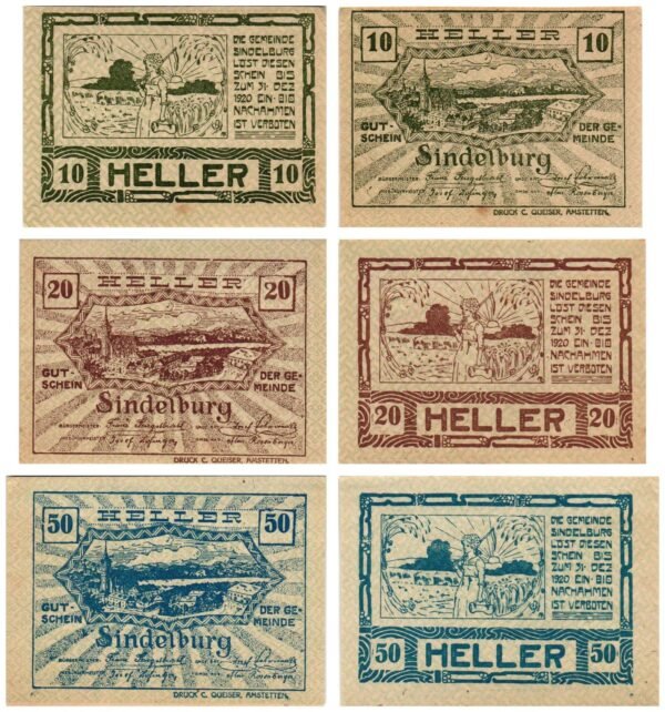 AUSTRIA Sindelburg 1920 local banknotes lot / Notgeld / 3 pcs. UNC