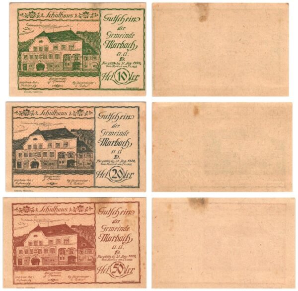 AUSTRIA Marbach a. d. D. 1920 local banknotes lot / Notgeld / 3 pcs. VF+