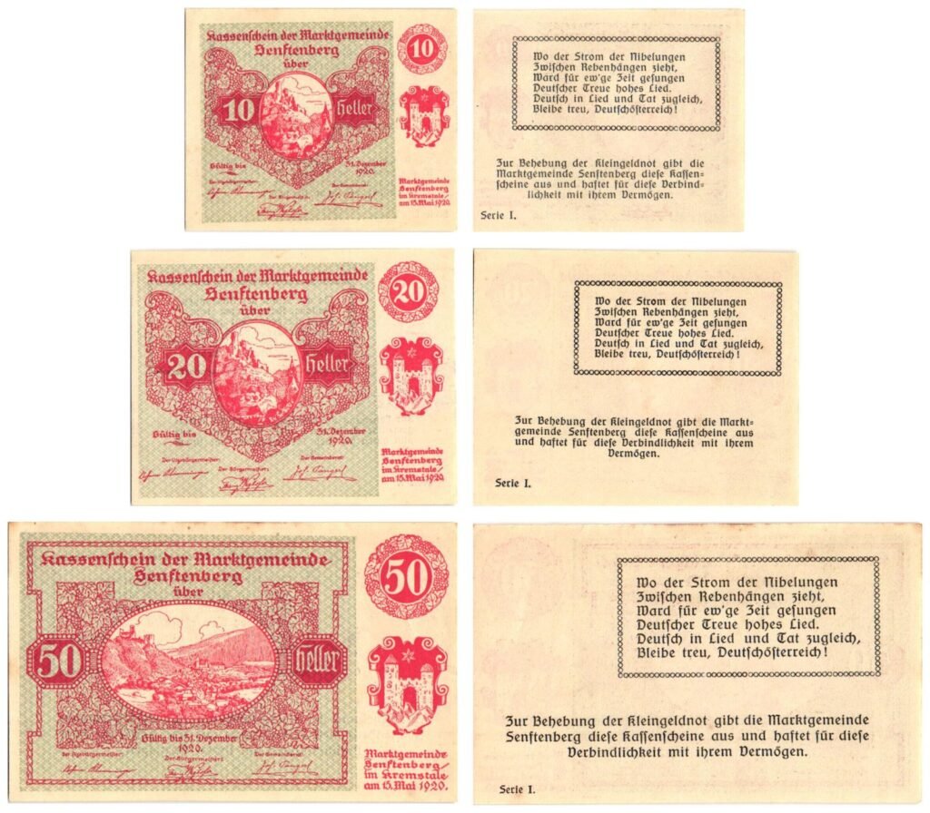 AUSTRIA Senftenberg 1920 local banknotes lot / Notgeld / 3 pcs. UNC