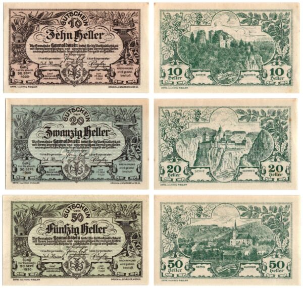 AUSTRIA Haunoldstein 1920 local banknotes lot / Notgeld / 3 pcs. UNC