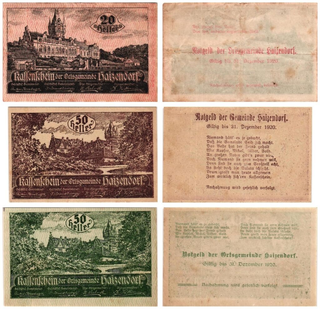 AUSTRIA Haizendorf 1920 local banknotes lot / Notgeld / 3 pcs. VF