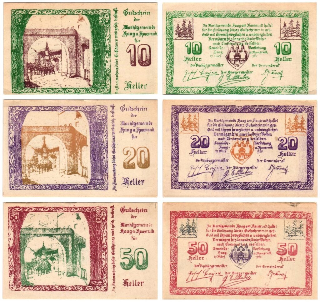 AUSTRIA Haag am Hausruck 1920 local banknotes lot / Notgeld / 3 pcs. VF+
