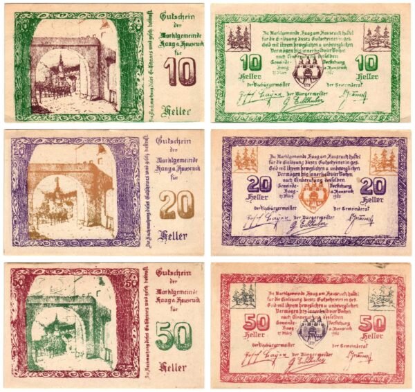 AUSTRIA Haag am Hausruck 1920 local banknotes lot / Notgeld / 3 pcs. VF+