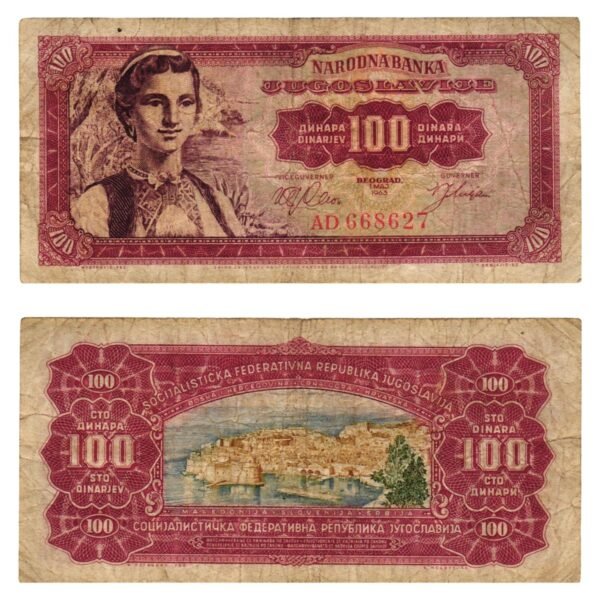 YUGOSLAVIA 100 dinara 1963 / Dubrovnik / F+