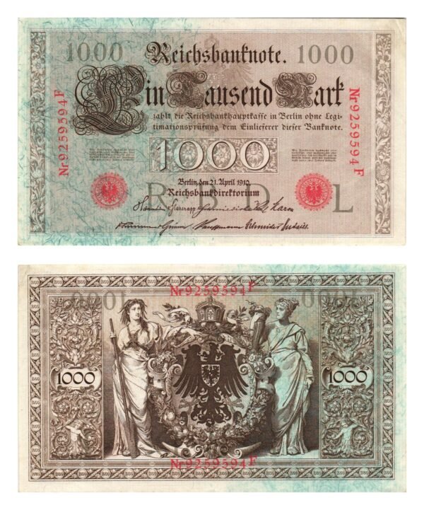 GERMANY 1000 mark 1910 / Empire / Letter L / XF+