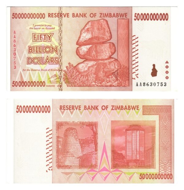 ZIMBABWE 50 billion dollars 2008 UNC
