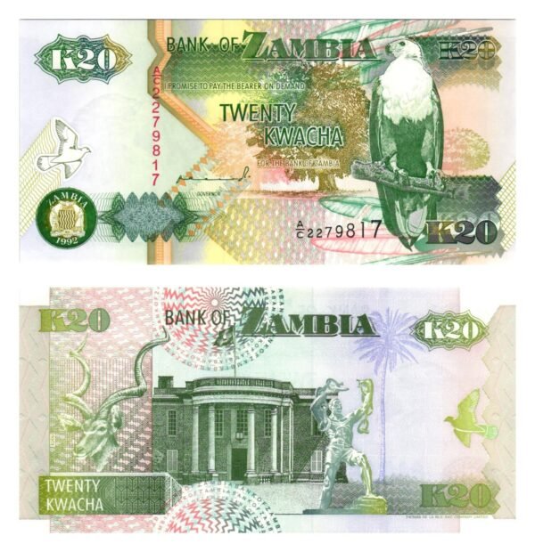 ZAMBIA 20 kwacha 1992 UNC
