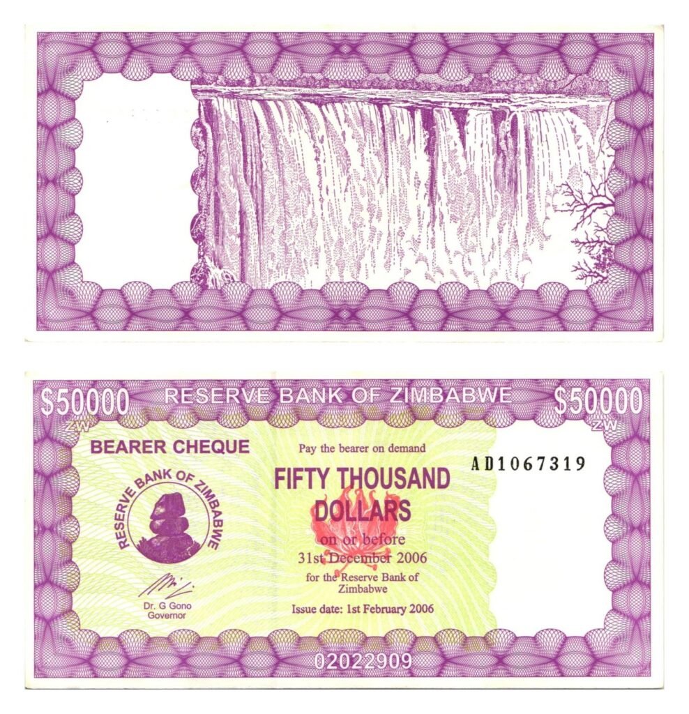 ZIMBABWE 50000 dollars 2006 / Bearer Cheque / UNC