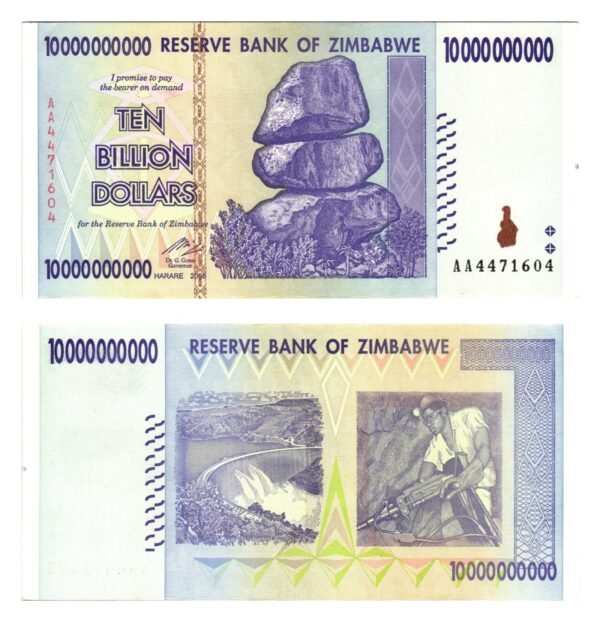 ZIMBABWE 10 billion dollars 2008 UNC
