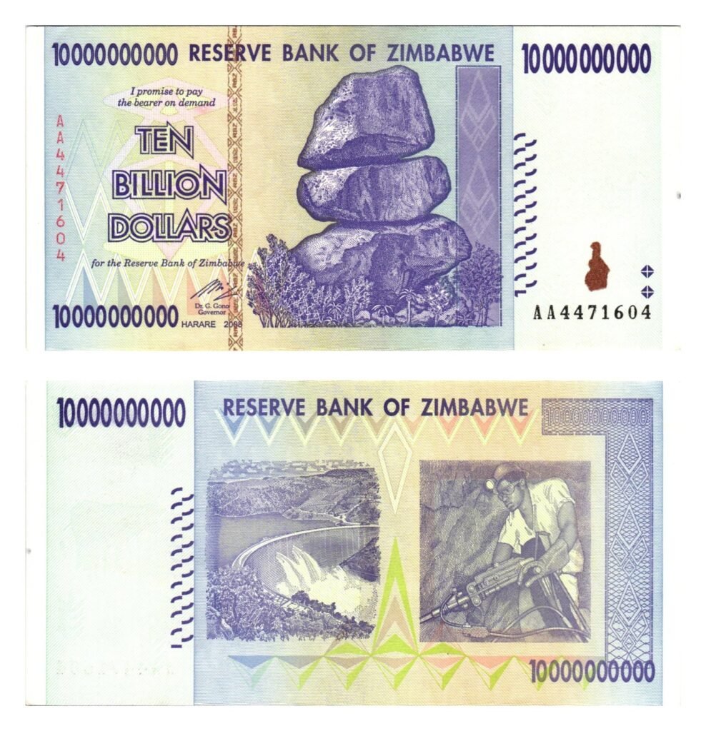 ZIMBABWE 10 billion dollars 2008 UNC