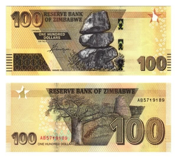 ZIMBABWE 100 dollars 2020 UNC
