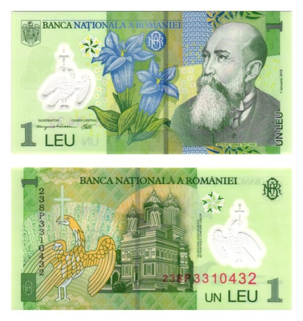 ROMANIA 1 leu 2018 / polymer plastic / UNC